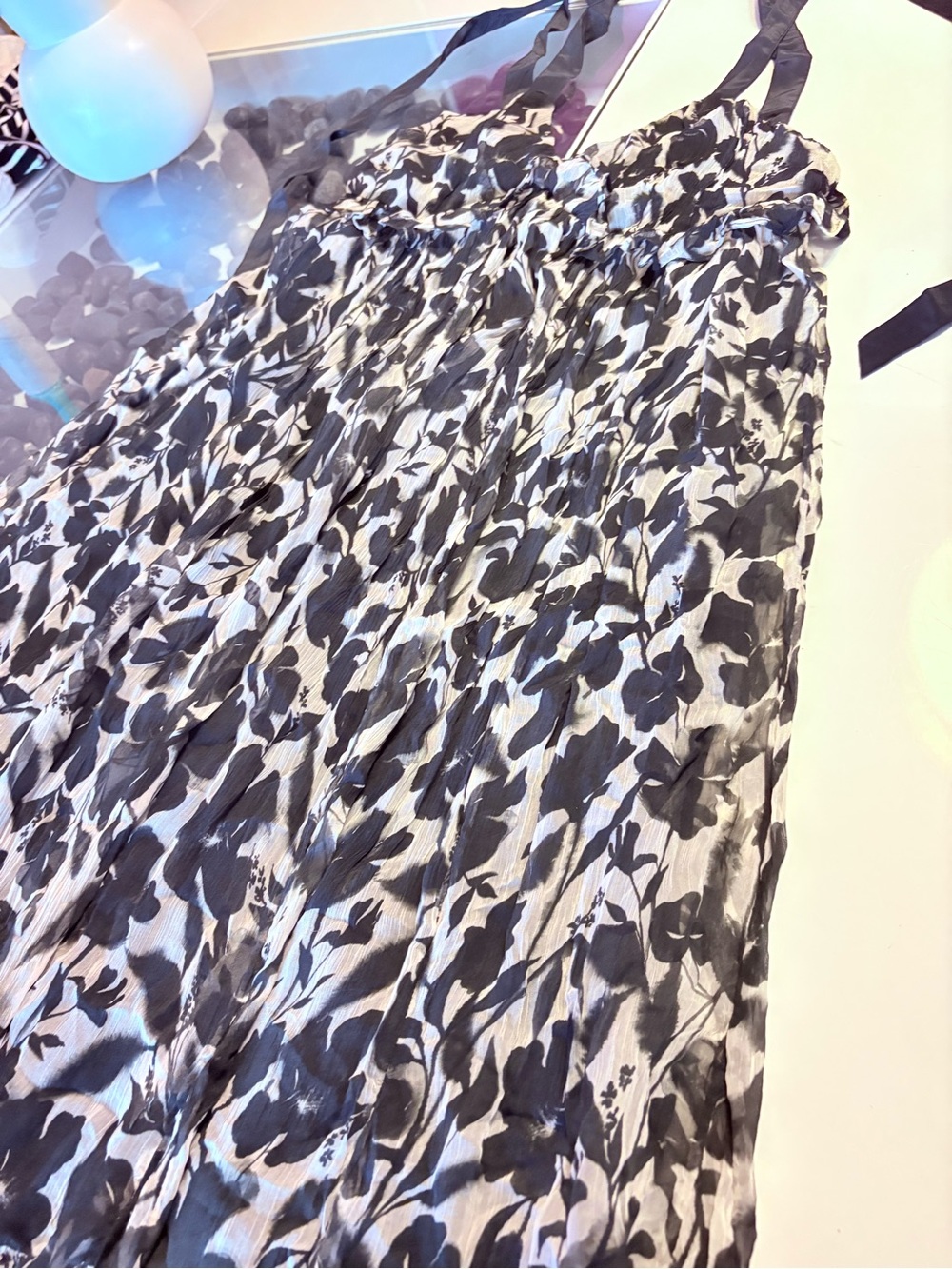 NWT- J.Crew Black and Cream Floral V-Neck Midi Dress - Picture 7 of 12